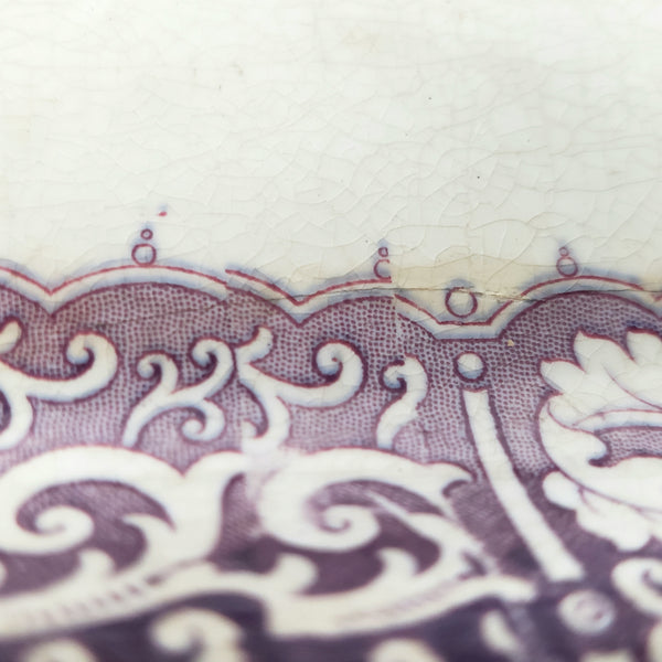 Antique Purple Transferware Polychrome Small Platter ZAMARA England