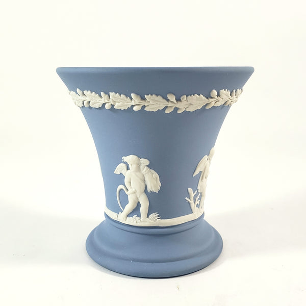 Wedgwood Blue Jasperware Heart Trinket Dish & Vase Collection of 2 England