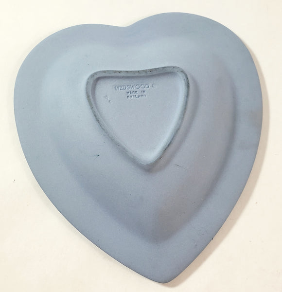 Wedgwood Blue Jasperware Heart Trinket Dish & Vase Collection of 2 England