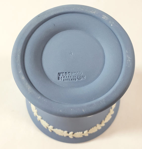 Wedgwood Blue Jasperware Heart Trinket Dish & Vase Collection of 2 England