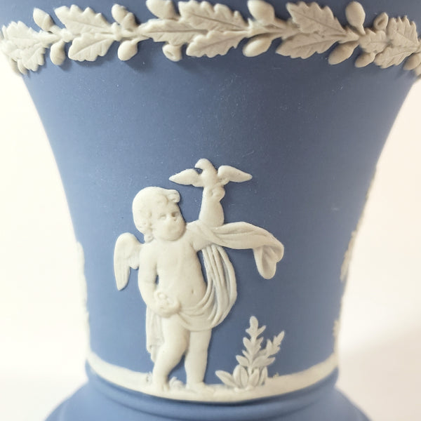 Wedgwood Blue Jasperware Heart Trinket Dish & Vase Collection of 2 England