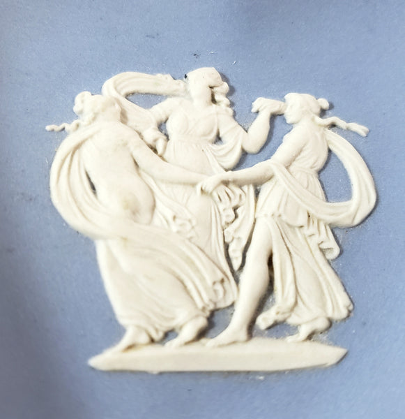 Wedgwood Blue Jasperware Heart Trinket Dish & Vase Collection of 2 England