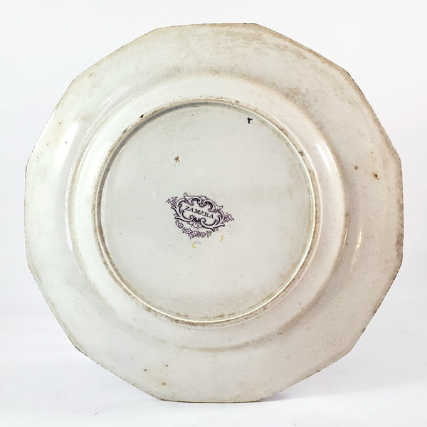 Antique Purple Transferware Polychrome Plates 9 ¼” ZAMARA Set of 2 England