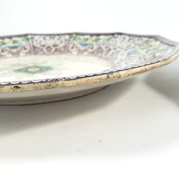 Antique Purple Transferware Polychrome Plates 9 ¼” ZAMARA Set of 2 England