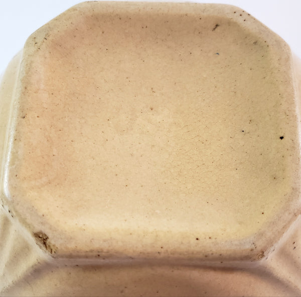 Antique Yellow ware Mixing Bowl Pink & Blue Bands 1 Quart