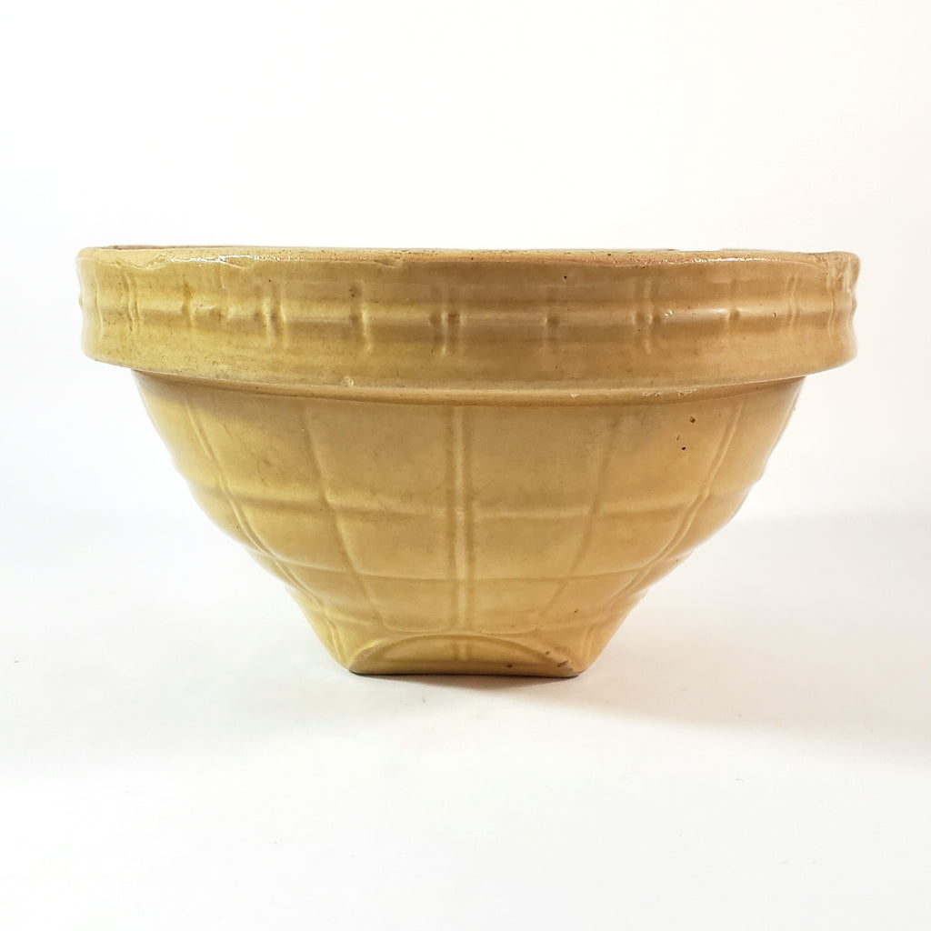 Antique McCoy Yellow Ware Mixing Bowl Window Pane 8" Shield Mark