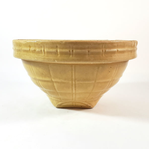 Antique McCoy Yellow Ware Mixing Bowl Window Pane 8" Shield Mark