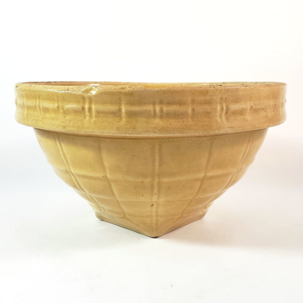 Antique McCoy Yellow Ware Mixing Bowl Window Pane 8" Shield Mark
