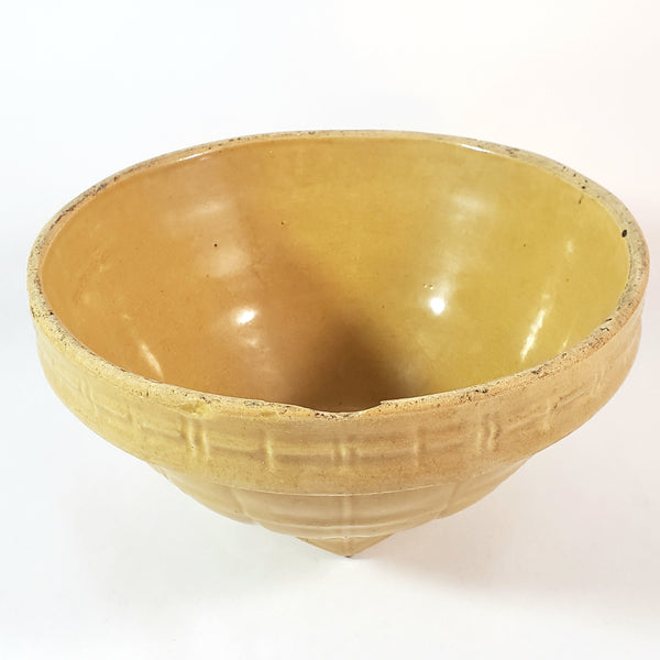 Antique McCoy Yellow Ware Mixing Bowl Window Pane 8" Shield Mark
