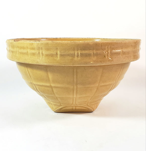 Antique McCoy Yellow Ware Mixing Bowl Window Pane 8" Shield Mark