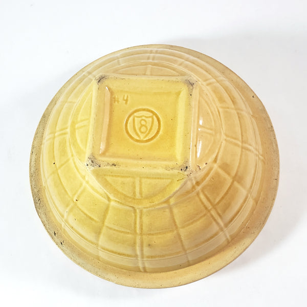 Antique McCoy Yellow Ware Mixing Bowl Window Pane 8" Shield Mark