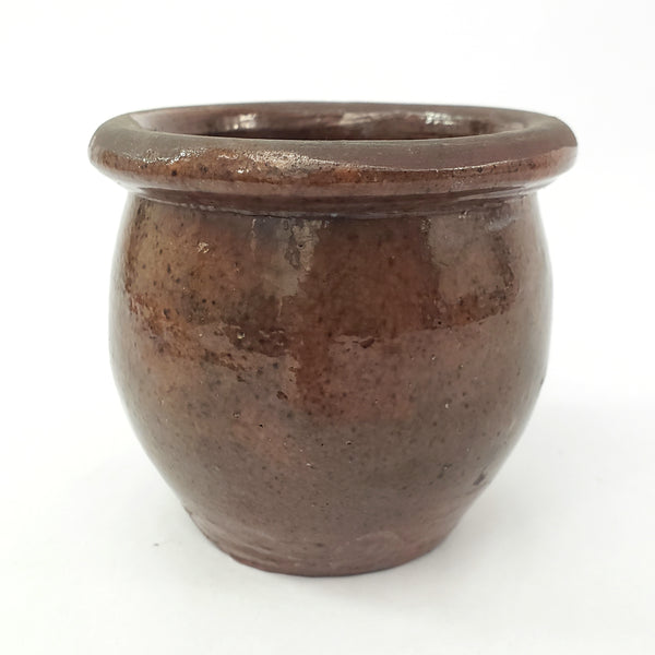 Antique Glazed Apple Butter Preserve Crock 3 1/2" Small Size