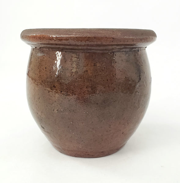 Antique Glazed Apple Butter Preserve Crock 3 1/2" Small Size