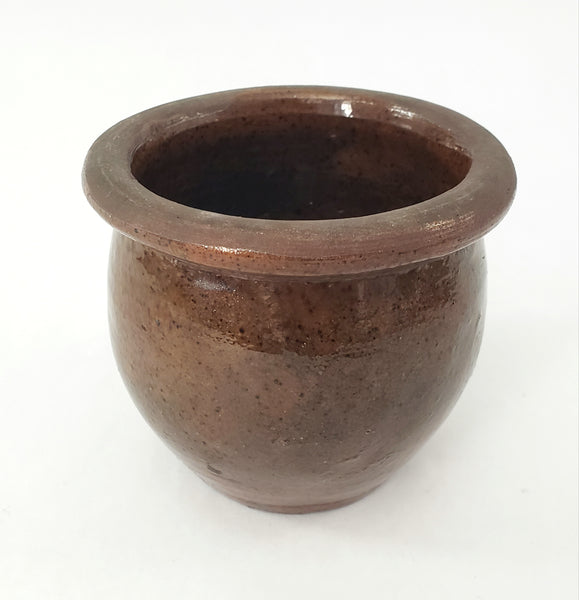 Antique Glazed Apple Butter Preserve Crock 3 1/2" Small Size