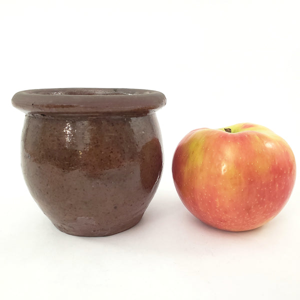 Antique Glazed Apple Butter Preserve Crock 3 1/2" Small Size