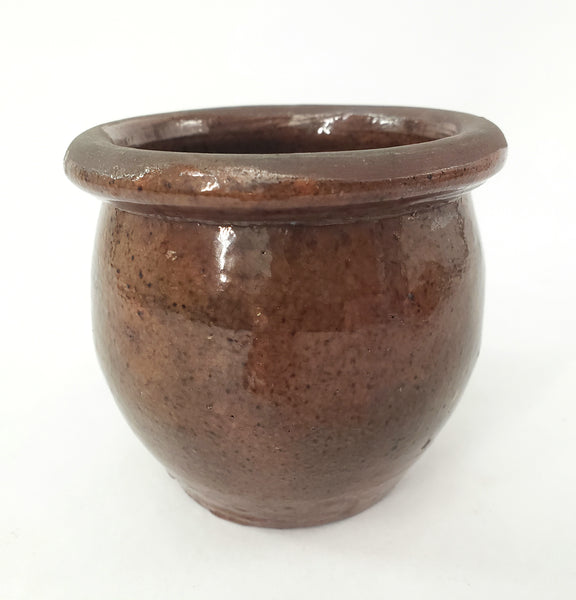 Antique Glazed Apple Butter Preserve Crock 3 1/2" Small Size