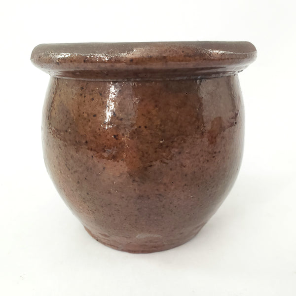 Antique Glazed Apple Butter Preserve Crock 3 1/2" Small Size