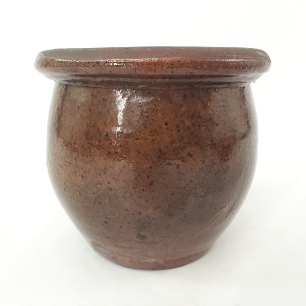 Antique Glazed Apple Butter Preserve Crock 3 1/2" Small Size
