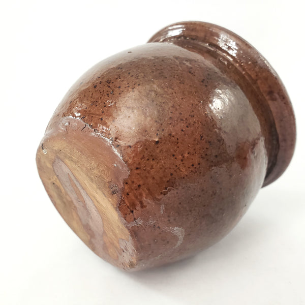 Antique Glazed Apple Butter Preserve Crock 3 1/2" Small Size