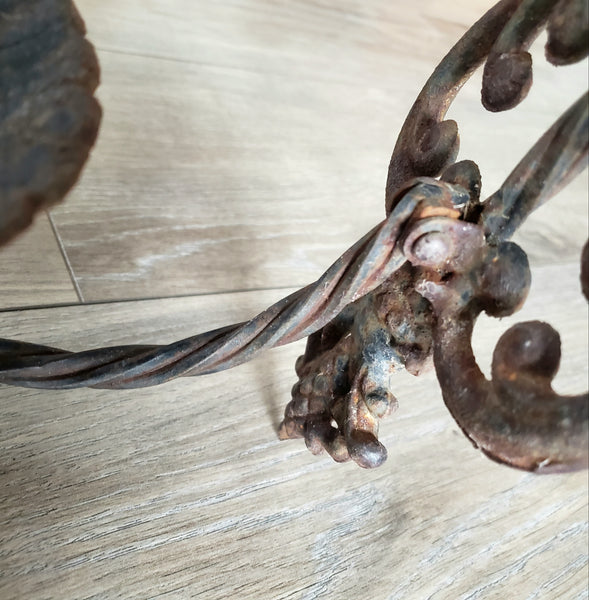 Large Vintage Cast & Wrought Iron Wall Candle Sconce 19" Fleur-de-Lis Gothic Style