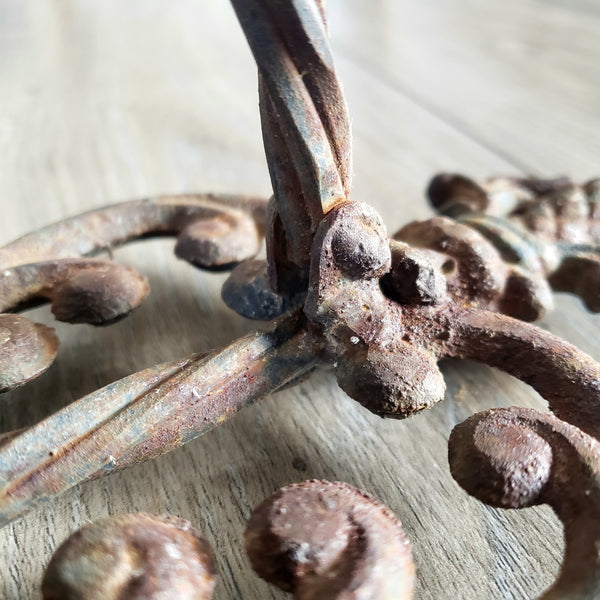 Large Vintage Cast & Wrought Iron Wall Candle Sconce 19" Fleur-de-Lis Gothic Style