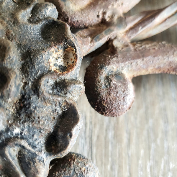 Large Vintage Cast & Wrought Iron Wall Candle Sconce 19" Fleur-de-Lis Gothic Style