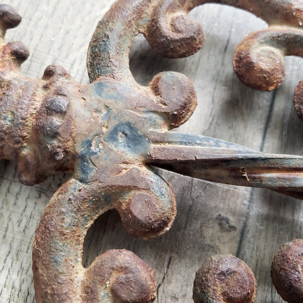 Large Vintage Cast & Wrought Iron Wall Candle Sconce 19" Fleur-de-Lis Gothic Style