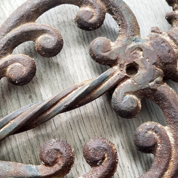 Large Vintage Cast & Wrought Iron Wall Candle Sconce 19" Fleur-de-Lis Gothic Style