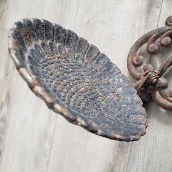 Large Vintage Cast & Wrought Iron Wall Candle Sconce 19" Fleur-de-Lis Gothic Style