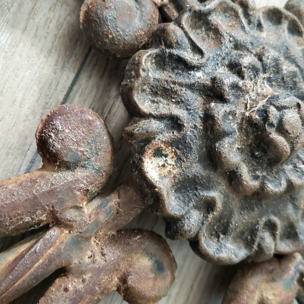 Large Vintage Cast & Wrought Iron Wall Candle Sconce 19" Fleur-de-Lis Gothic Style