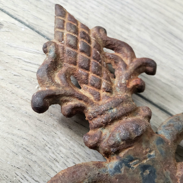 Large Vintage Cast & Wrought Iron Wall Candle Sconce 19" Fleur-de-Lis Gothic Style