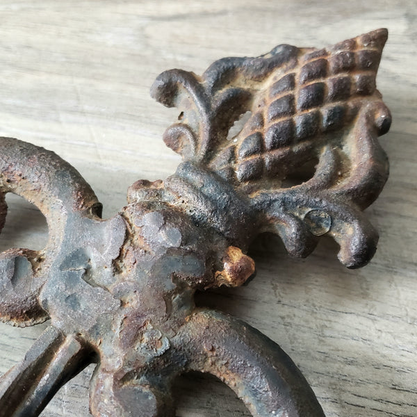 Large Vintage Cast & Wrought Iron Wall Candle Sconce 19" Fleur-de-Lis Gothic Style