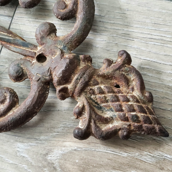 Large Vintage Cast & Wrought Iron Wall Candle Sconce 19" Fleur-de-Lis Gothic Style