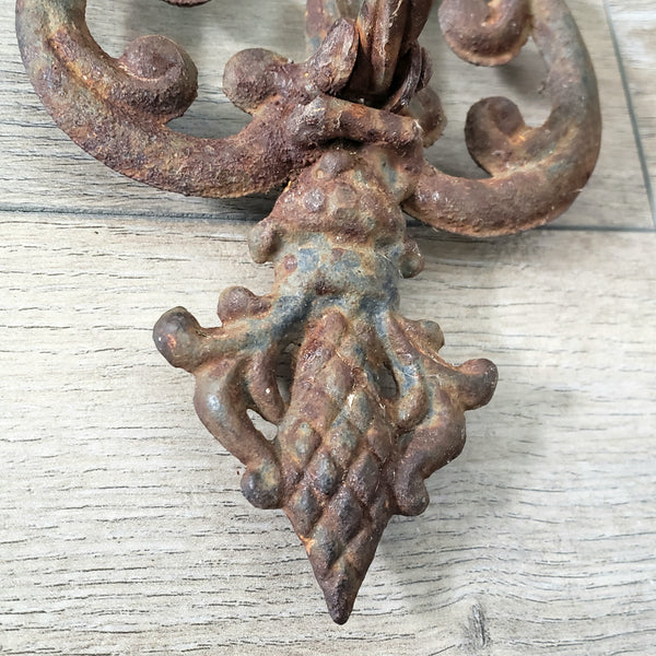 Large Vintage Cast & Wrought Iron Wall Candle Sconce 19" Fleur-de-Lis Gothic Style