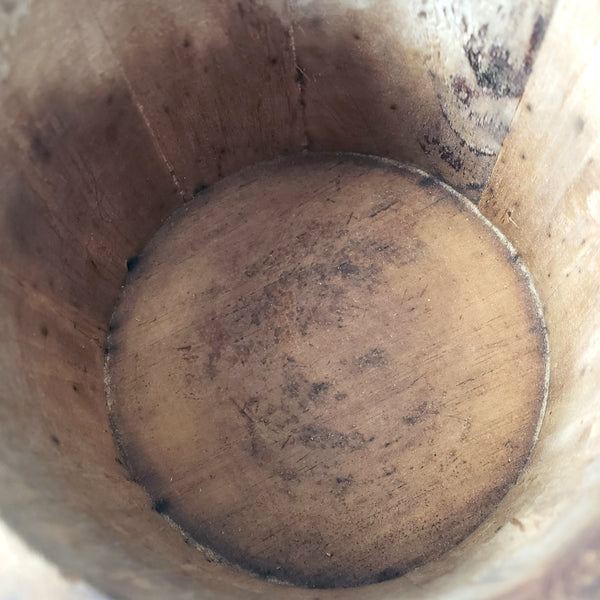 Antique Wooden Firkin Bucket Small 7” Sugar Bucket Lid Bail Handle and Grip
