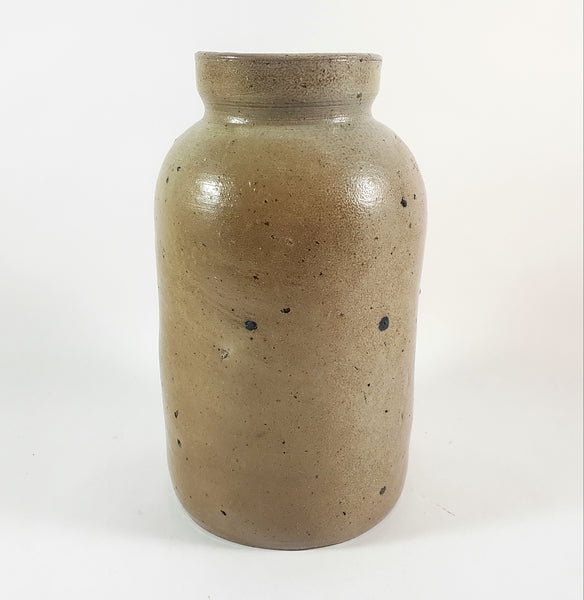 Antique Salt Glazed Stoneware Pottery Oyster Pickling Jar 1 Quart