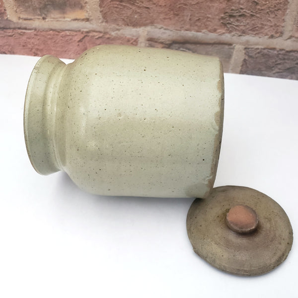 Antique Salt Glazed Stoneware Storage Crock with Lid 1 Quart