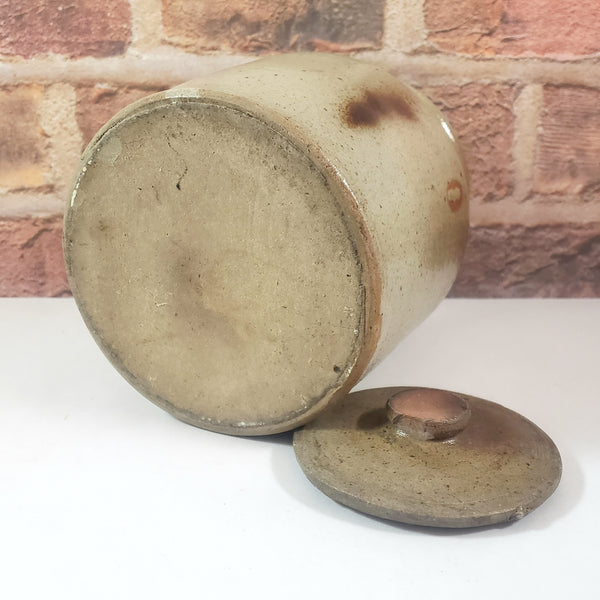 Antique Salt Glazed Stoneware Storage Crock with Lid 1 Quart