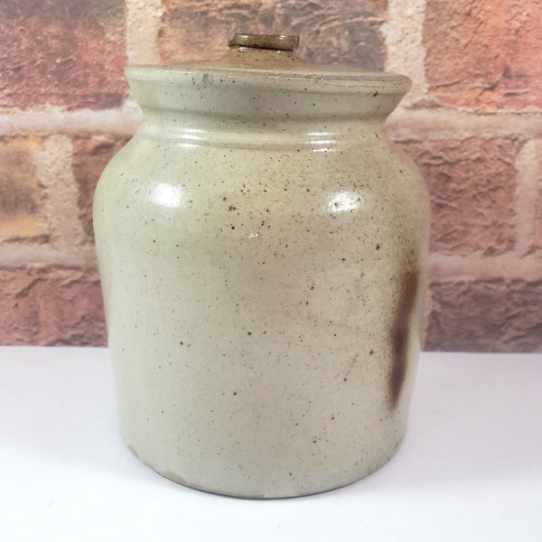 Antique Salt Glazed Stoneware Storage Crock with Lid 1 Quart