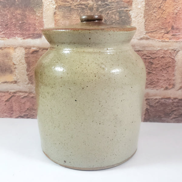 Antique Salt Glazed Stoneware Storage Crock with Lid 1 Quart