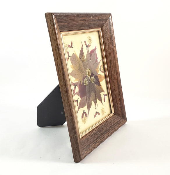 Vintage Pressed Flowers & Foliage Framed Botanical Art 6 1/2" x 8 1/2"
