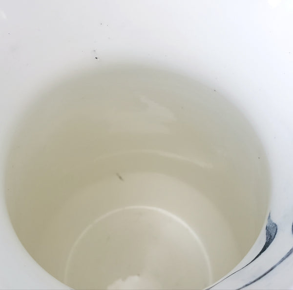 Vintage Blue & White Ceramic Pitcher Botanical Tulips