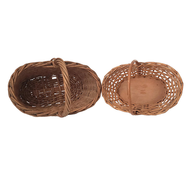 Small Miniature Wicker Woven Handled Baskets Collection of 2