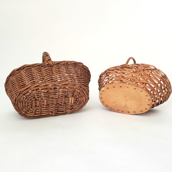Small Miniature Wicker Woven Handled Baskets Collection of 2