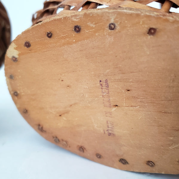 Small Miniature Wicker Woven Handled Baskets Collection of 2