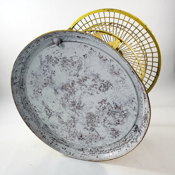 Antique Victorian Metal Wire Bird Cage Old Yellow Paint 17" Home Décor