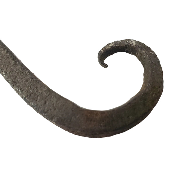 Vintage Forged Wrought Iron Wall Hangers Upturned Rat Tail Ends