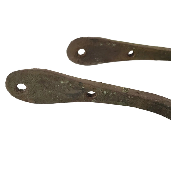 Vintage Forged Wrought Iron Wall Hangers Upturned Rat Tail Ends