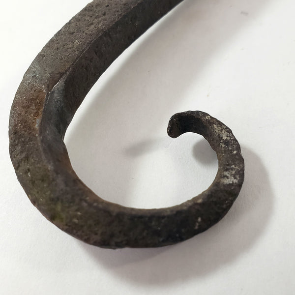 Vintage Forged Wrought Iron Wall Hangers Upturned Rat Tail Ends