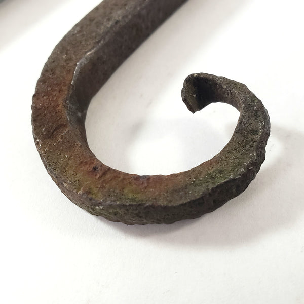 Vintage Forged Wrought Iron Wall Hangers Upturned Rat Tail Ends